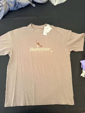 American Eagle Outfitters Taupe Budweiser Graphic Tee